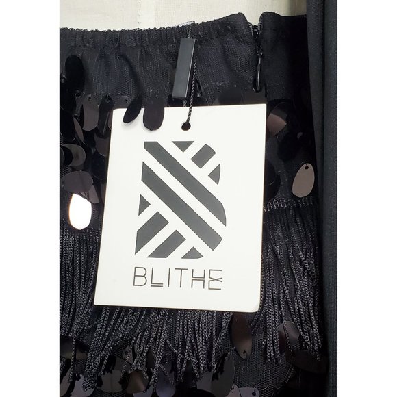 BLITHE Womens Black Fringe and Sequin Party Dress Retro 20s L NWT - Picture 10 of 12